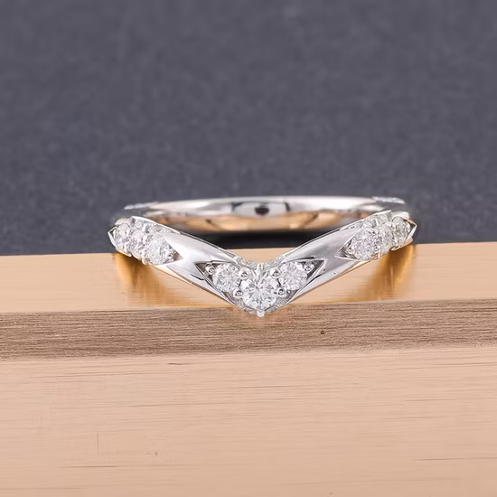 Bague de fiançailles en or véritable 14K, ensemble de mariage, bande incurvée pour femmes, réglage de bijoux de mariage