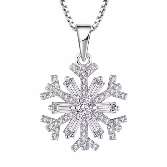 Collier pendentif en alliage de zinc plaqué argent platine avec strass pour filles et femmes