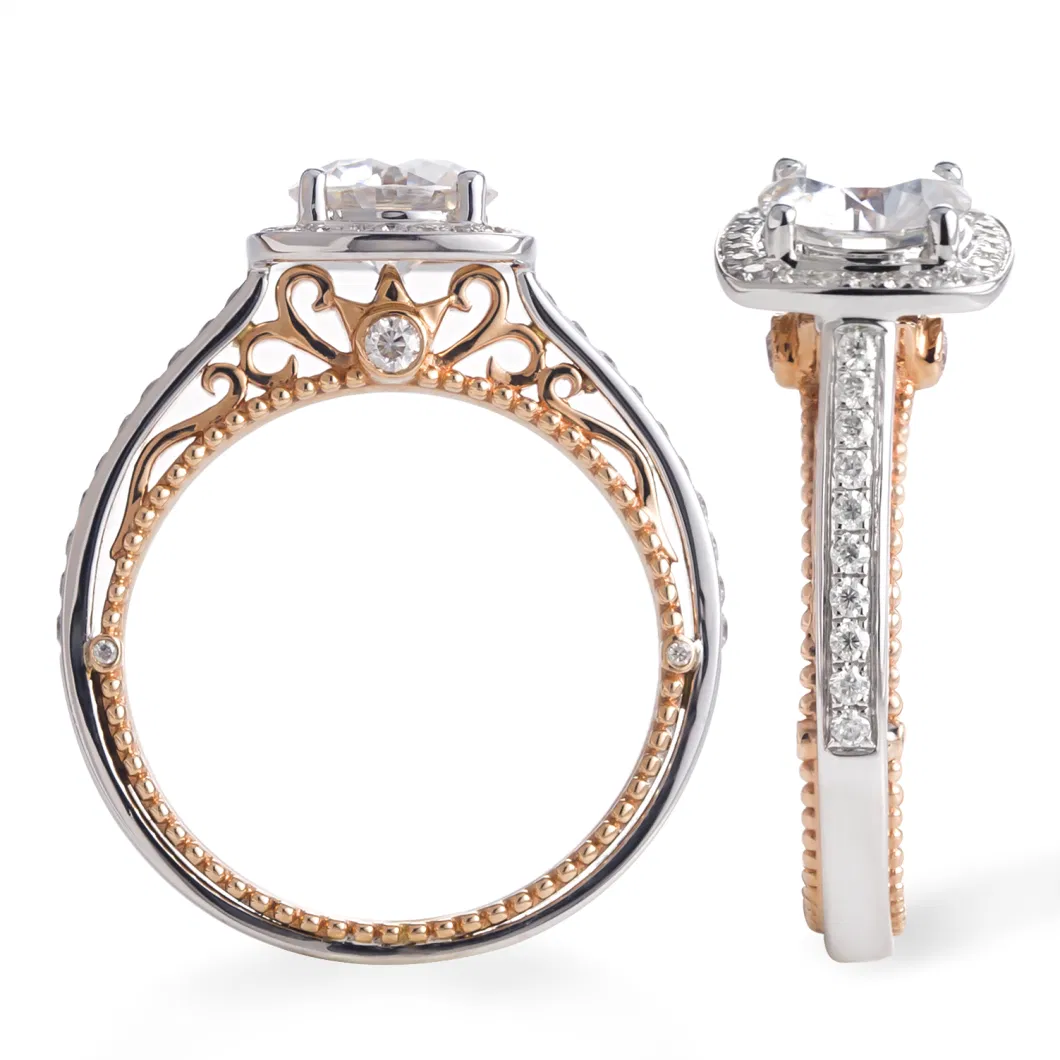 18K White Gold Moissanite Wedding Ring Customized Women′s Engagement Moissanite Ring
