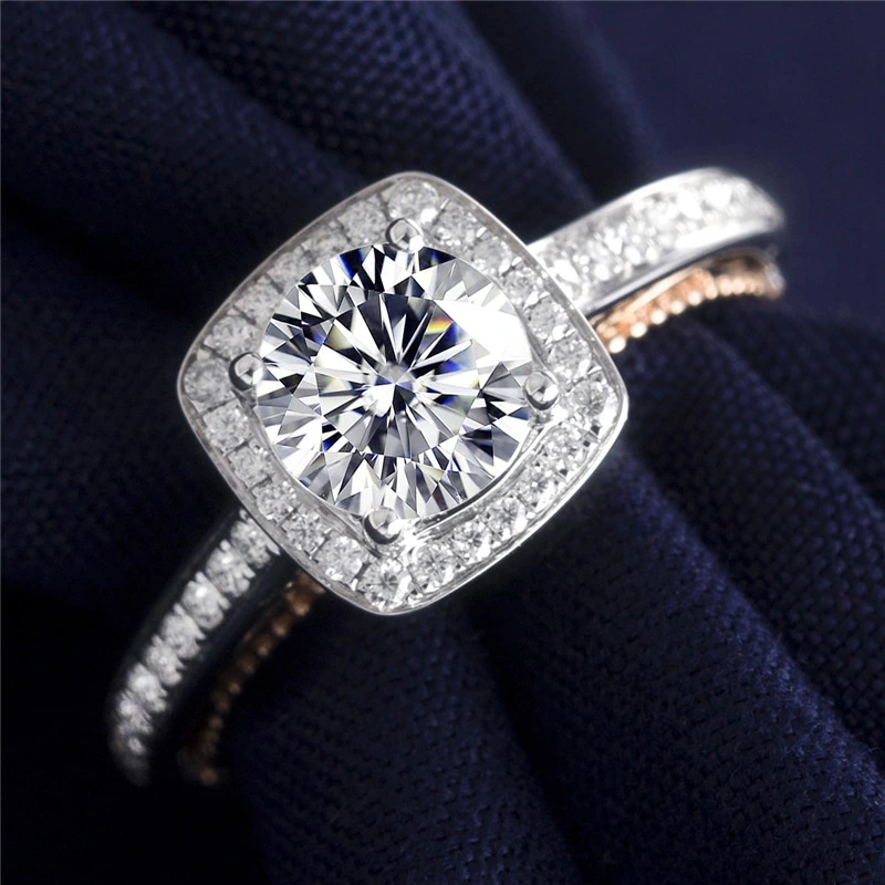18K White Gold Moissanite Wedding Ring Customized Women′s Engagement Moissanite Ring