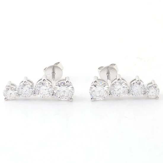 Boucles d'oreilles en Moissanite, bijoux de Provence, nouveau Design, rondes et amples, rangées de Moissanite, en or blanc 18 carats, pour femmes